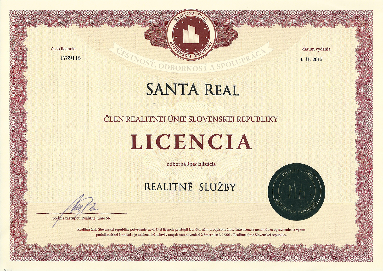 Licencia Realitna Unia